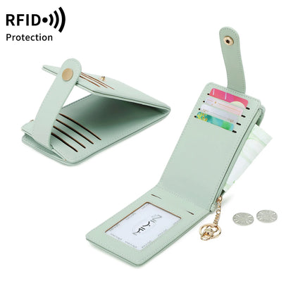 RFID Blocking Women's Mini Wallet with Card Slots & Keychain