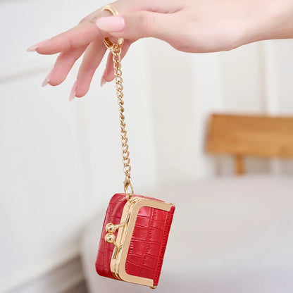 Crocodile Pattern Mini Jewelry Box Bag with Gold Chain