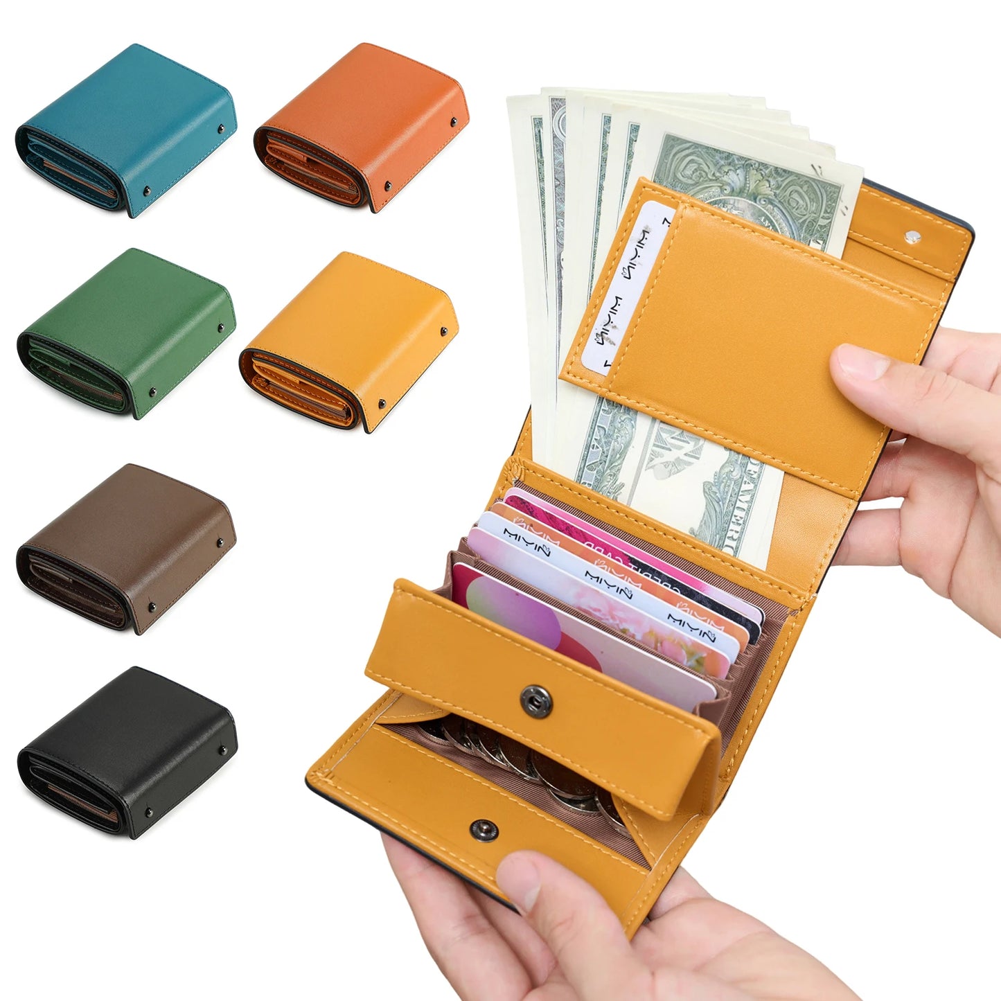 Trifold Wallet for Women – Slim Microfiber Leather with Card Slots