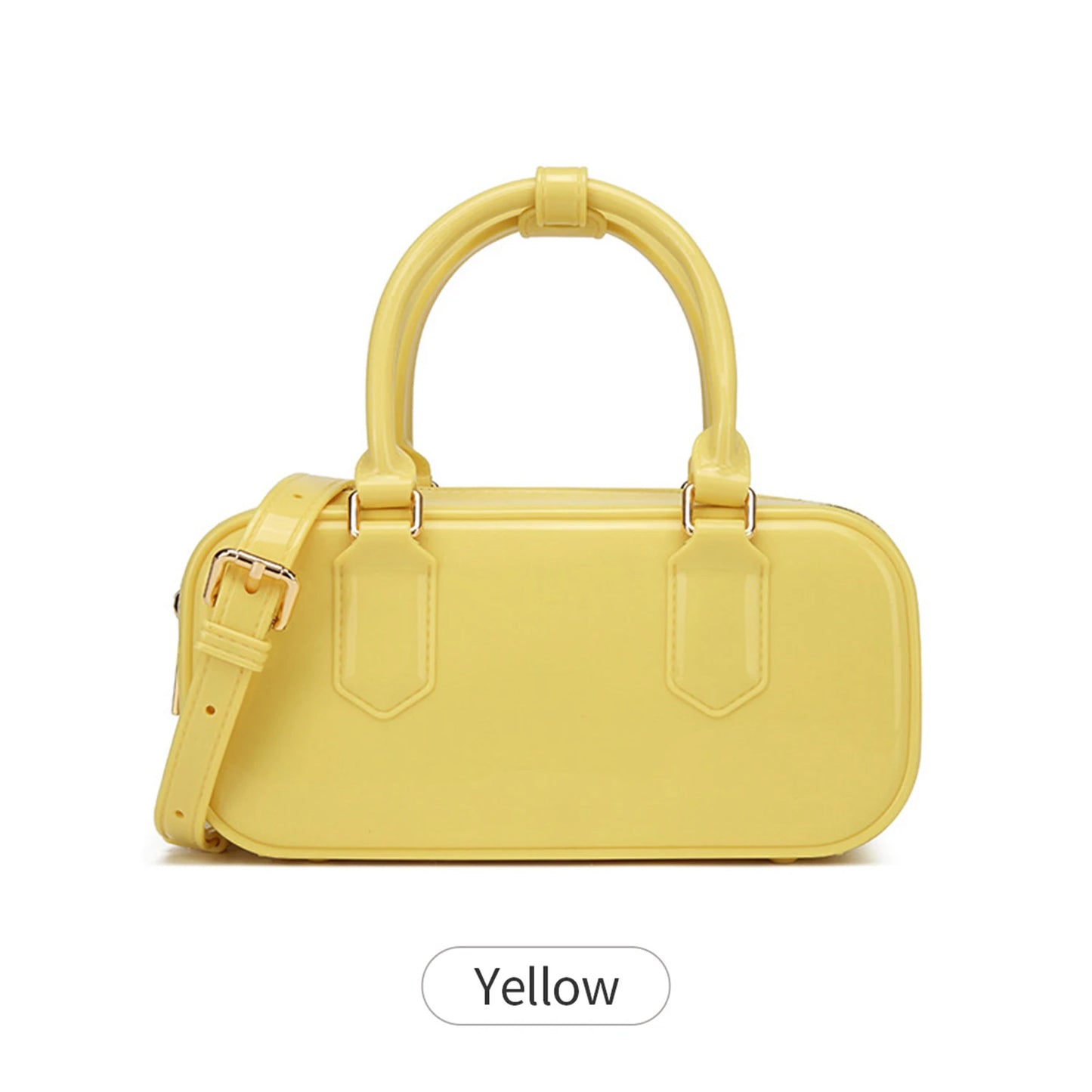 Mini PVC Crossbody Bag for Women – Cute Solid Color Shoulder Bag with Detachable Strap