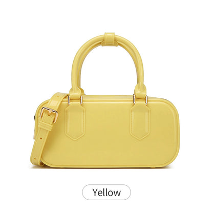 Mini PVC Crossbody Bag for Women – Cute Solid Color Shoulder Bag with Detachable Strap