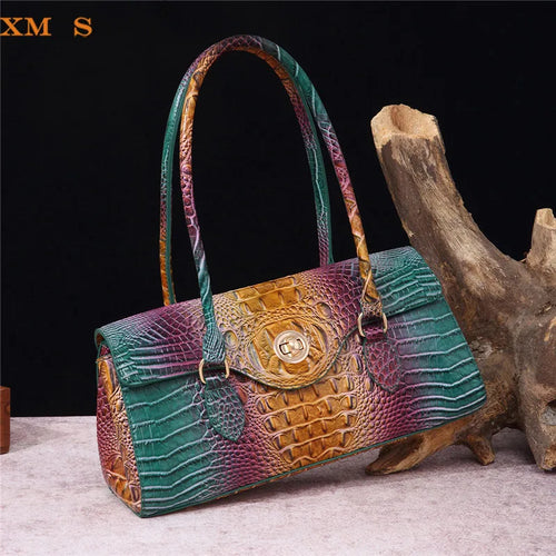 Crocodile Pattern PU Leather Shoulder Handbag for Women