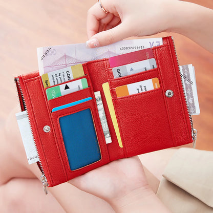 Women's Zip Coin Purse – Multi-Card Short Wallet with Buckle