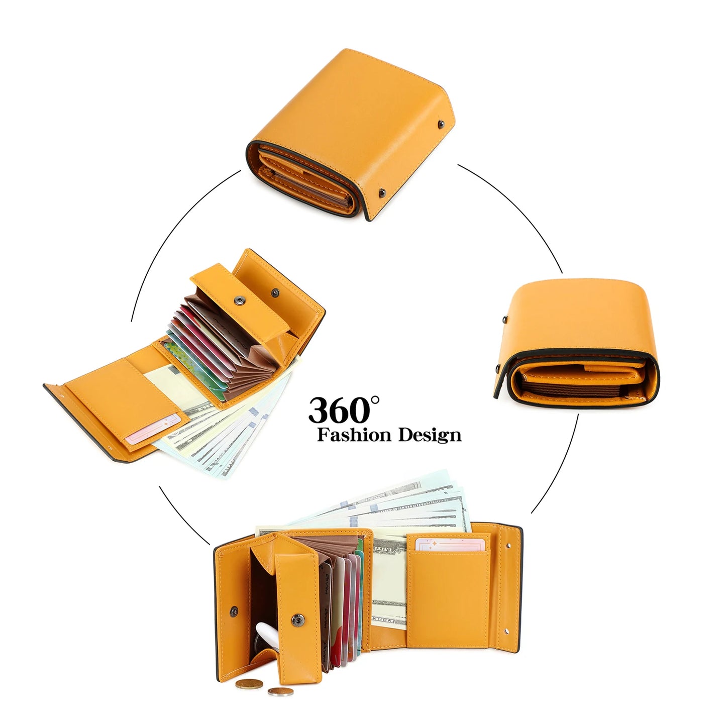Trifold Wallet for Women – Slim Microfiber Leather with Card Slots