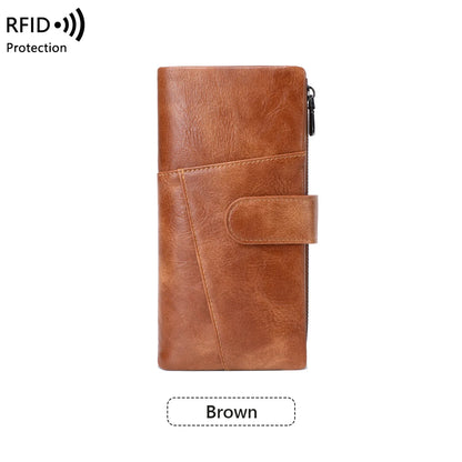 RFID Blocking Women's Long Wallet – Multi-Card Slot Double Zipper Clutch