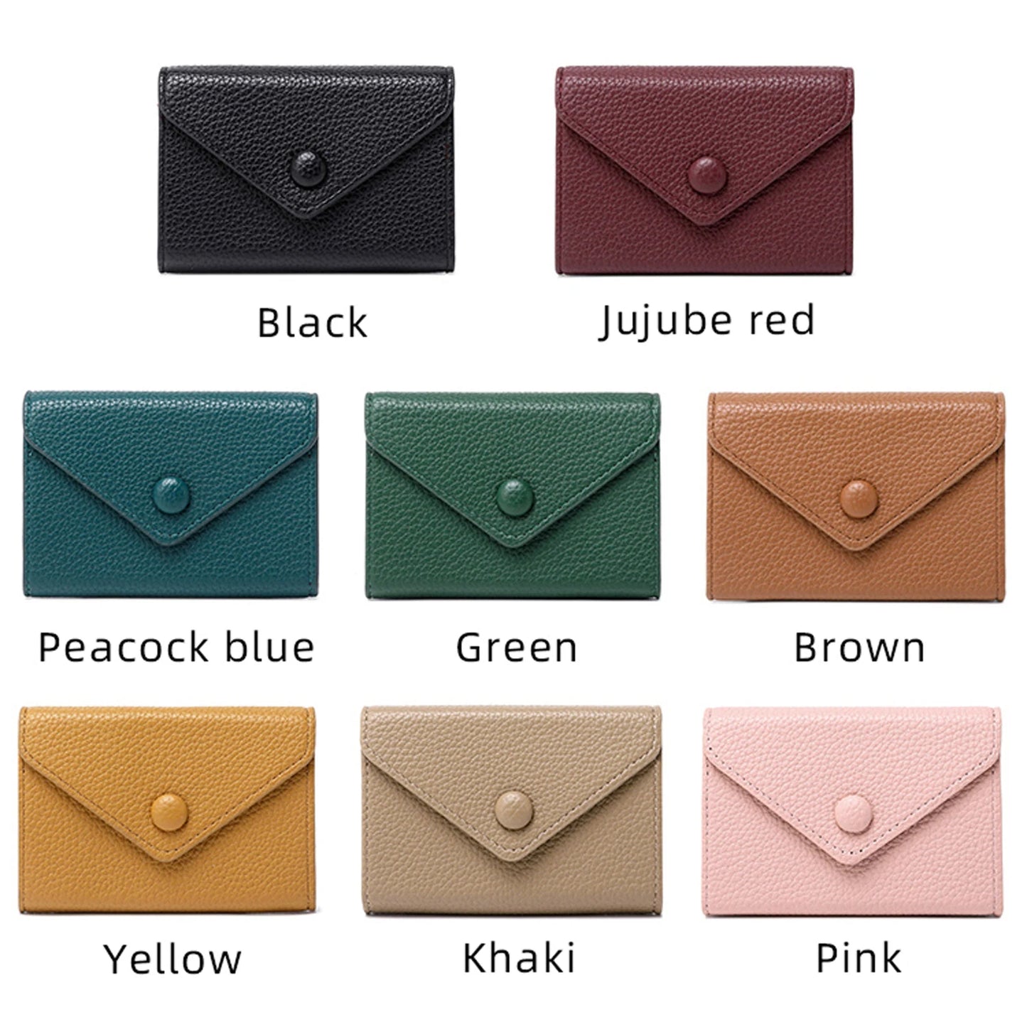 RFID Blocking Mini Wallet – Lychee Leather Envelope Card Holder
