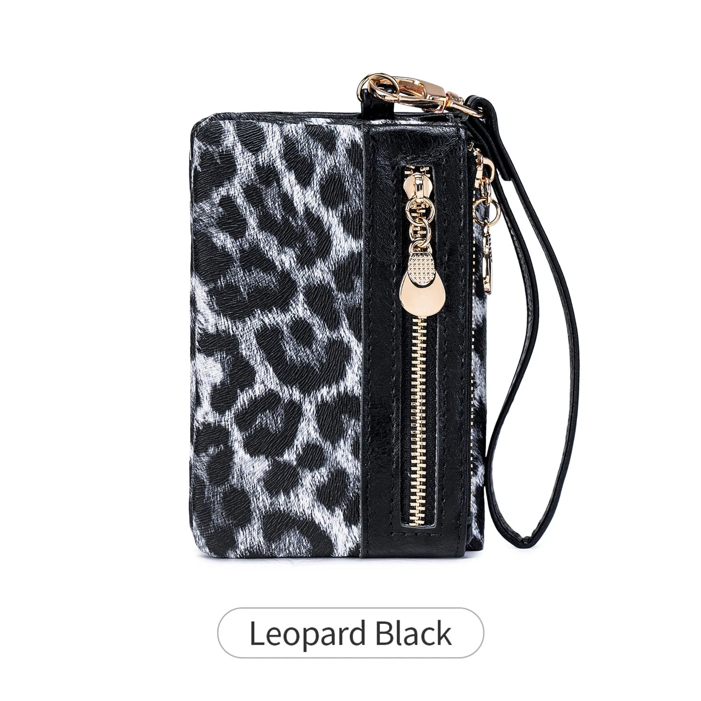 Leopard Print Women's Wallet Large Capacity Zipper Wristlet