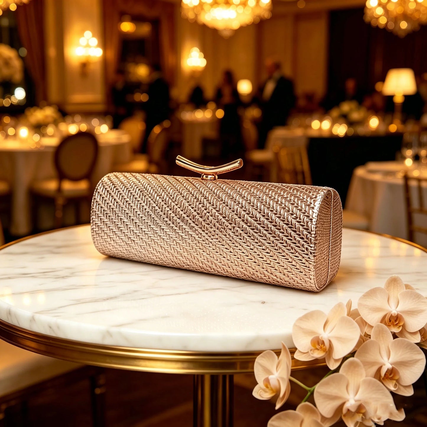 Woven Cylindrical Evening Clutch Bag for Women