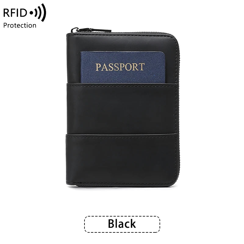 RFID Blocking Passport Wallet – Zipper Travel Document & Card Holder for Men & Women