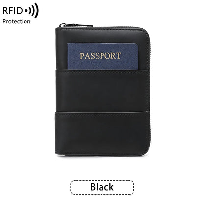RFID Blocking Passport Wallet – Zipper Travel Document & Card Holder for Men & Women