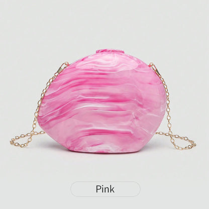 Acrylic Shell Evening Bag Women's Clutch with Chain Strap