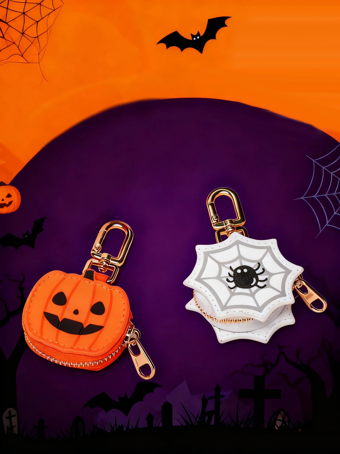 Halloween Coin Purse Personality Little Pumpkin Pendant Keychain Cute Mini Bag Accessories Send