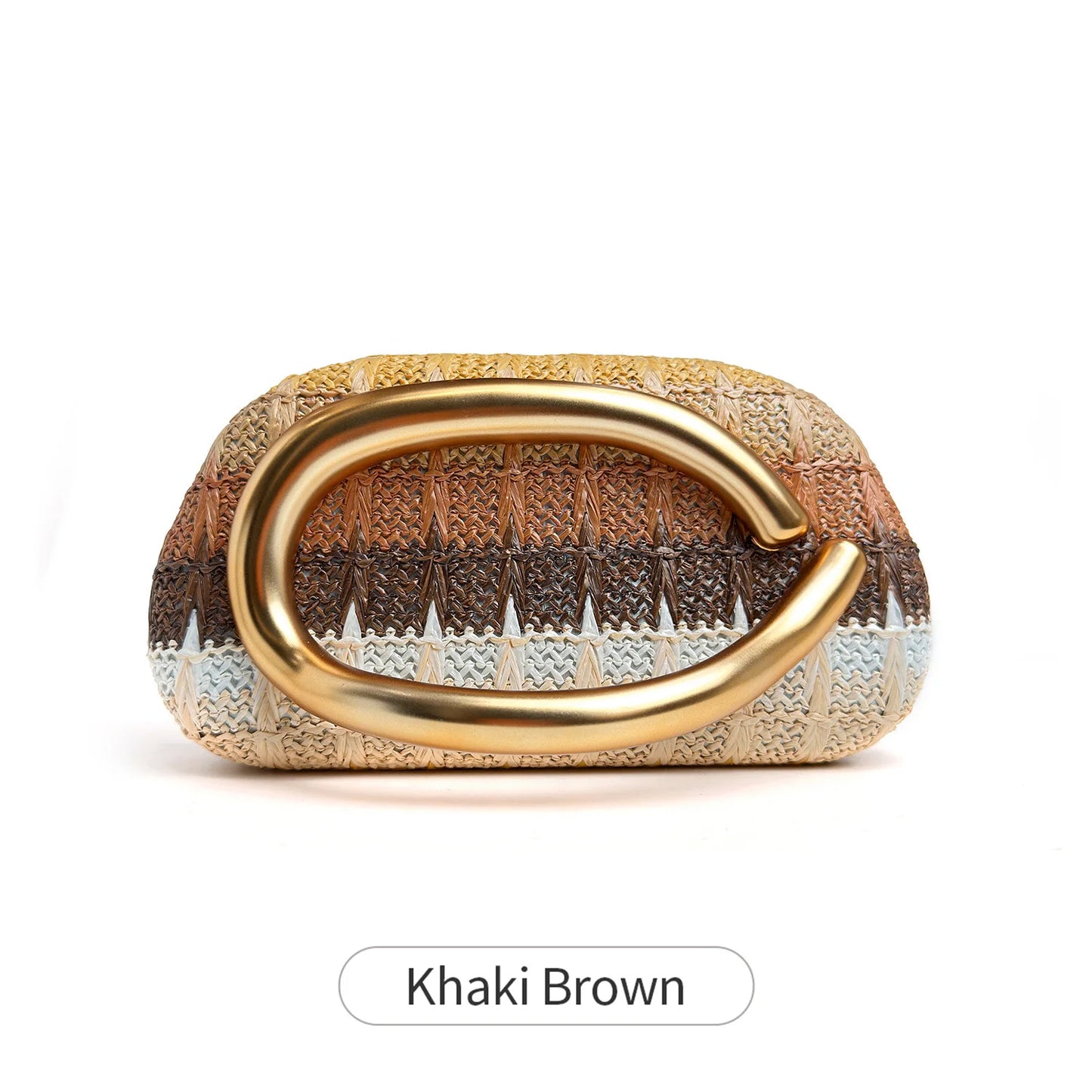 Woven Clutch Bag – Women's Colorful Evening Bag with Gold Metal Buckle