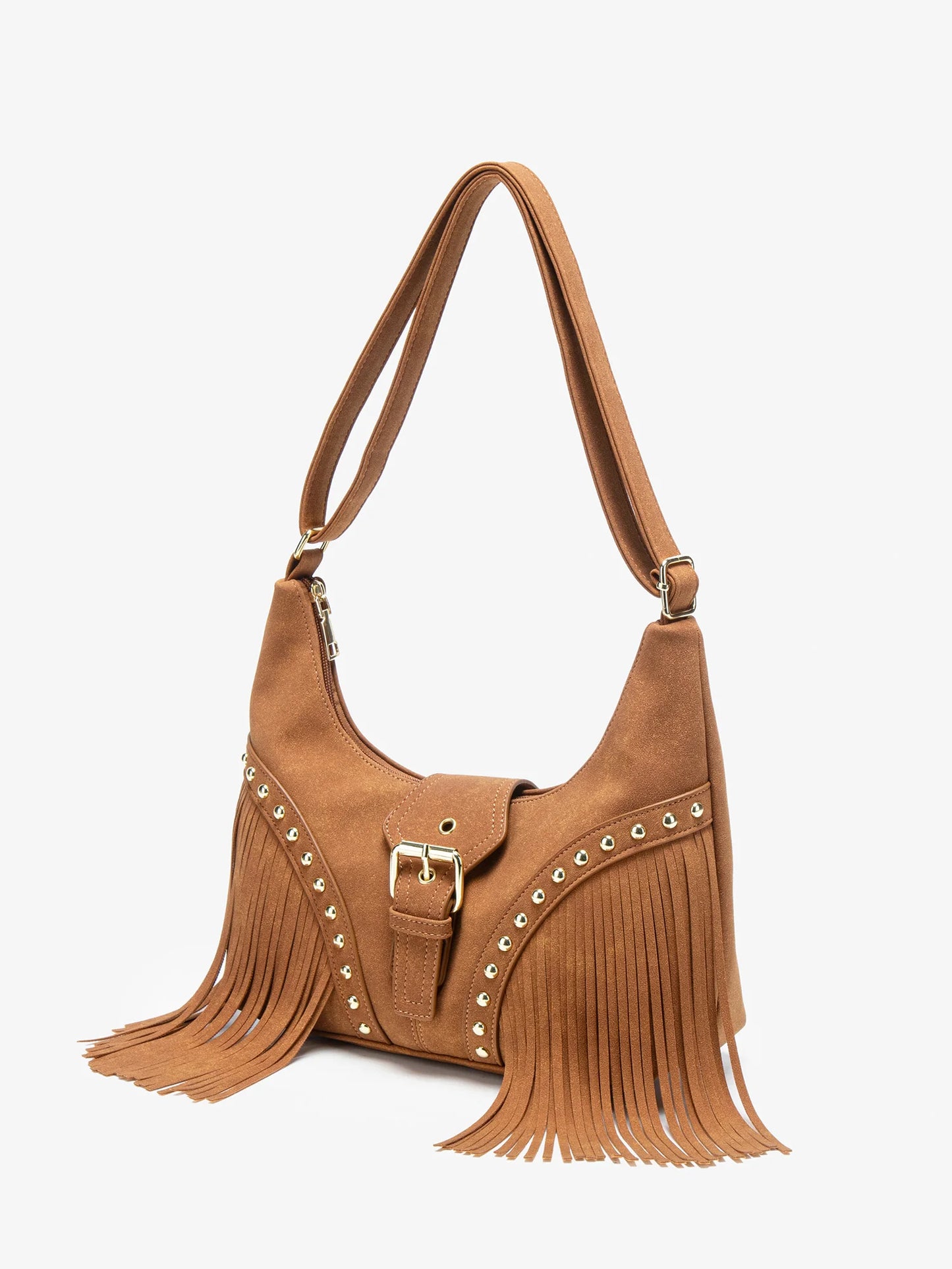 Fringe Shoulder Bag – Women's Studded Boho Crossbody Hobo