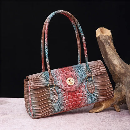 Crocodile Pattern PU Leather Shoulder Handbag for Women