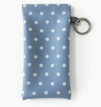 Polka Dot Glasses Pouch with Key Ring – PU Leather Eyewear Case