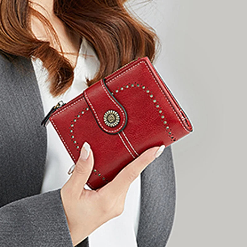 RFID Blocking Women's Vintage Bifold Wallet – Multi-Card Zip
