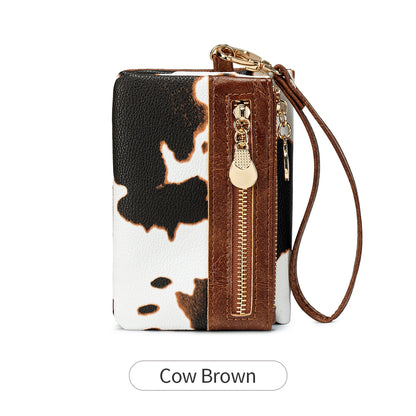 Leopard Print Women's Wallet Large Capacity Zipper Wristlet