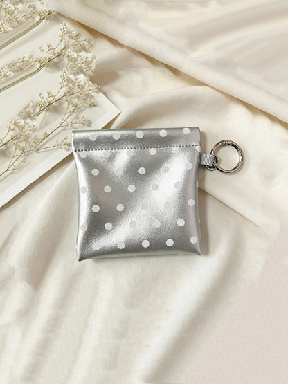 Polka Dot Coin Purse with Key Ring – Mini Snap Closure Pouch