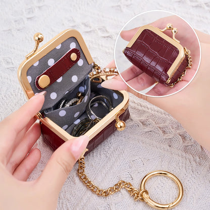 Crocodile Pattern Mini Jewelry Box Bag with Gold Chain