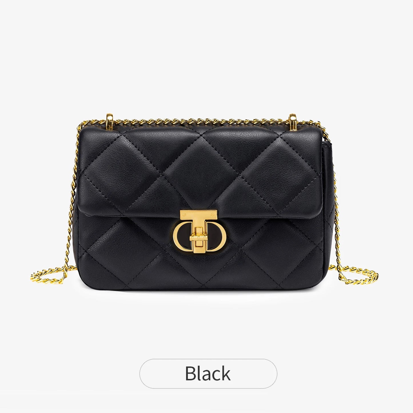Quilted PU Leather Shoulder Bag – Women's Chain Crossbody Handbag