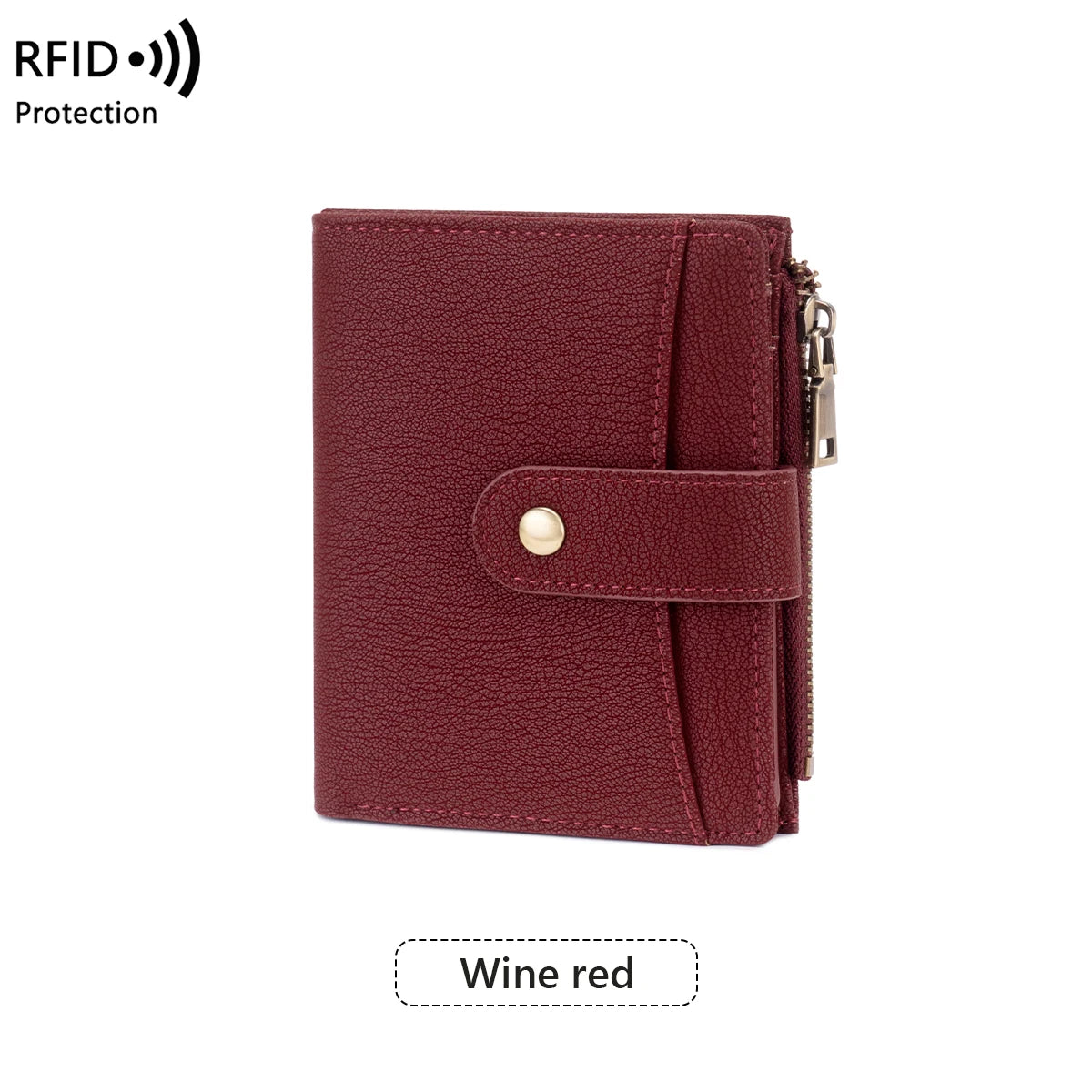 RFID Blocking Women's Trifold Wallet Short PU Leather Card Holder