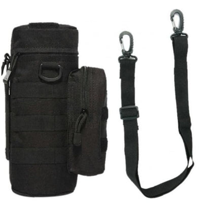 Tactical MOLLE Water Bottle Holder with Accessory Pouch & Shoulder Strap