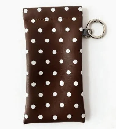 Polka Dot Glasses Pouch with Key Ring – PU Leather Eyewear Case