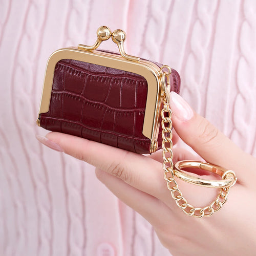 Crocodile Pattern Mini Jewelry Box Bag with Gold Chain