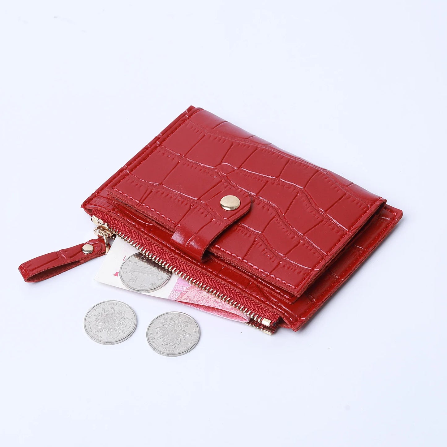 Women's Mini PU Leather Card Holder Wallet with Coin Purse