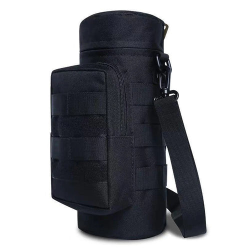 Tactical MOLLE Water Bottle Holder with Accessory Pouch & Shoulder Strap