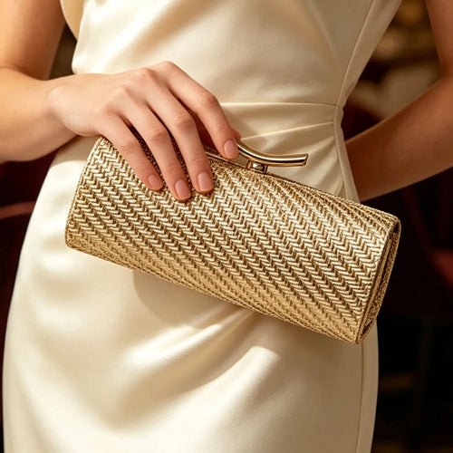 Woven Cylindrical Evening Clutch Bag for Women