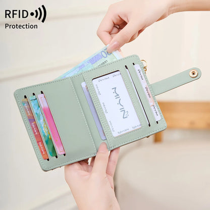 RFID Blocking Slim Bifold Card Wallet with Keychain – Women