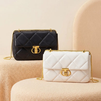Quilted PU Leather Shoulder Bag – Women's Chain Crossbody Handbag
