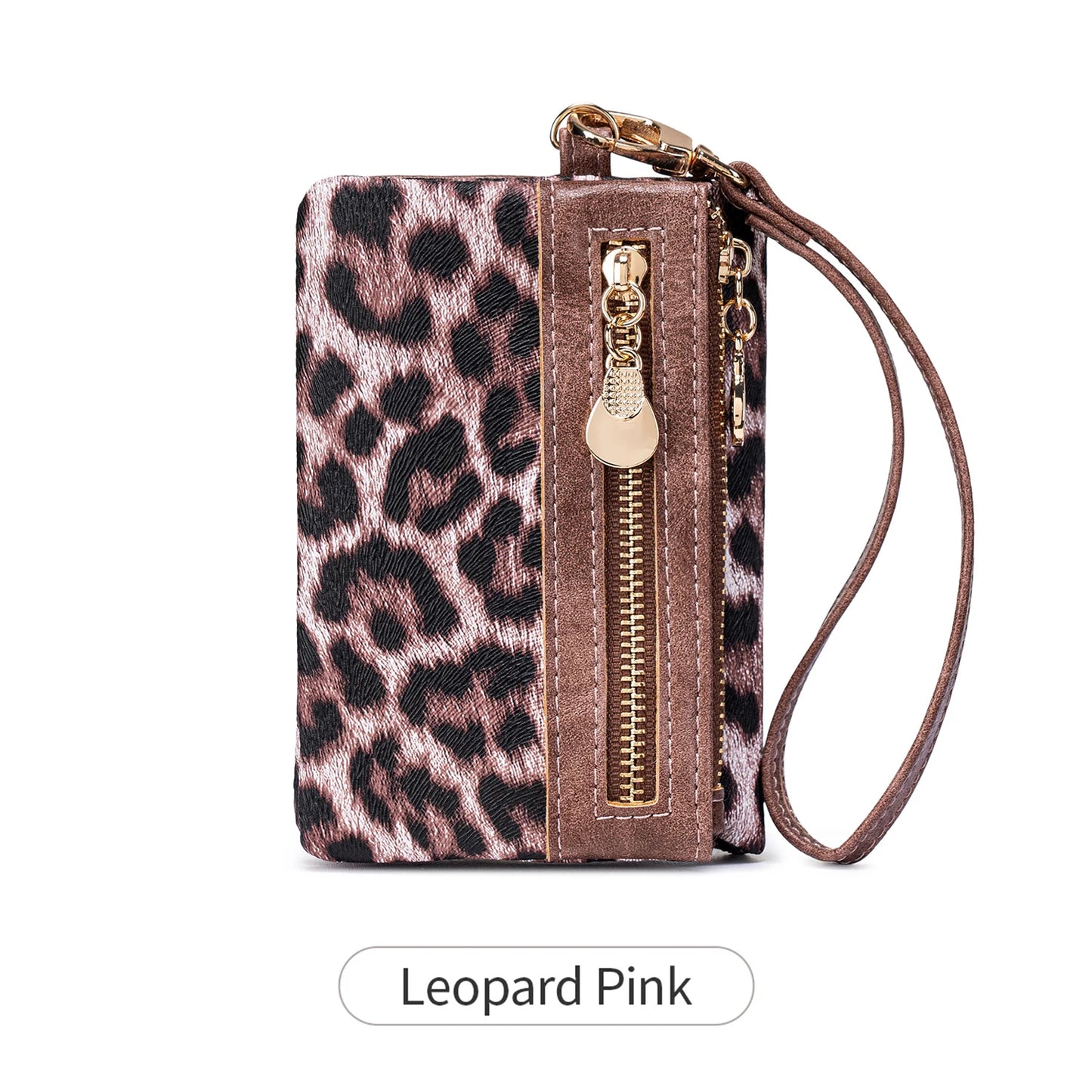 Leopard Print Women's Wallet Large Capacity Zipper Wristlet