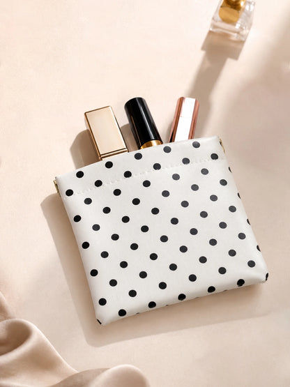 Polka Dot Makeup Pouch – PU Leather Mini Cosmetic Bag