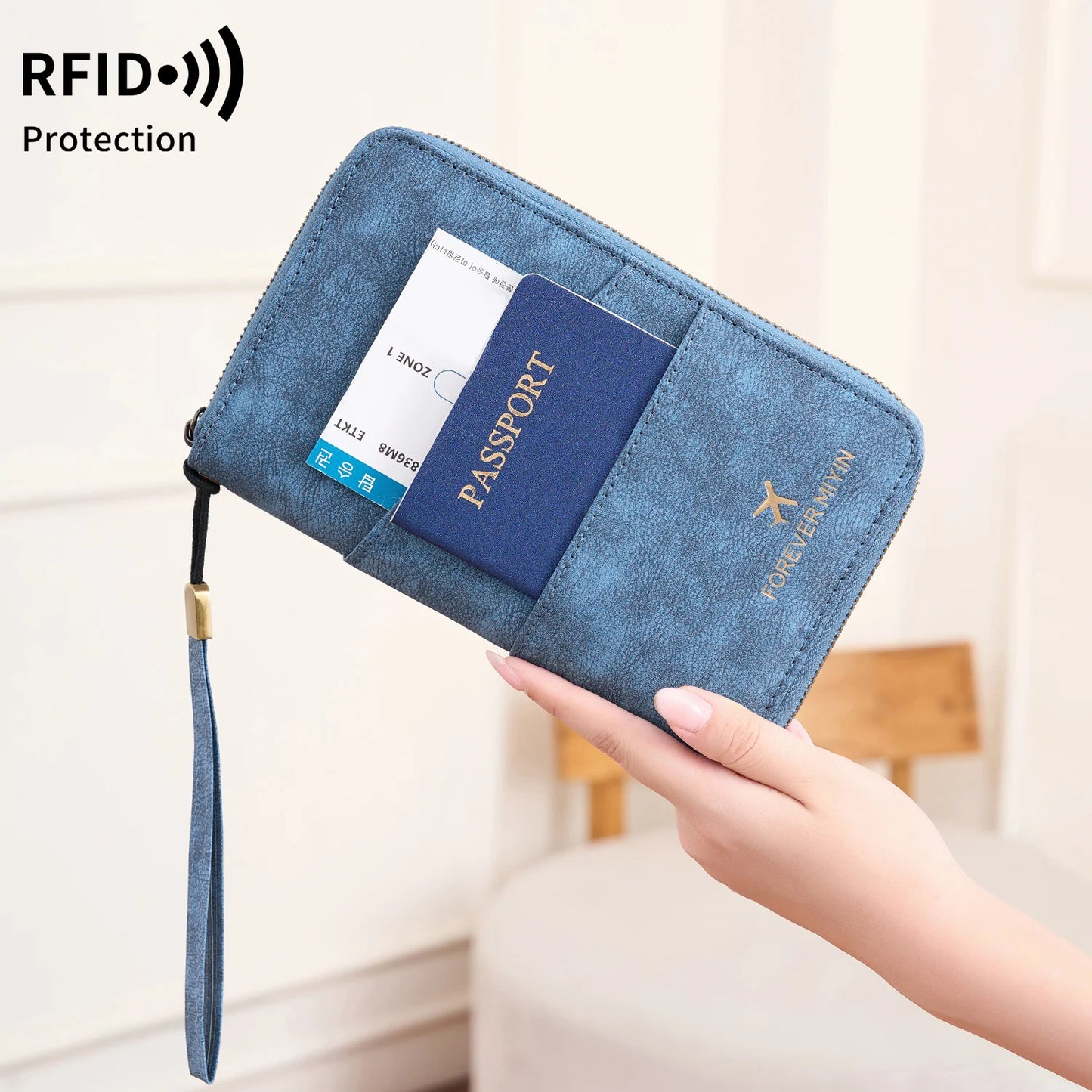 RFID Passport Holder Travel Wallet – Large Capacity PU Leather