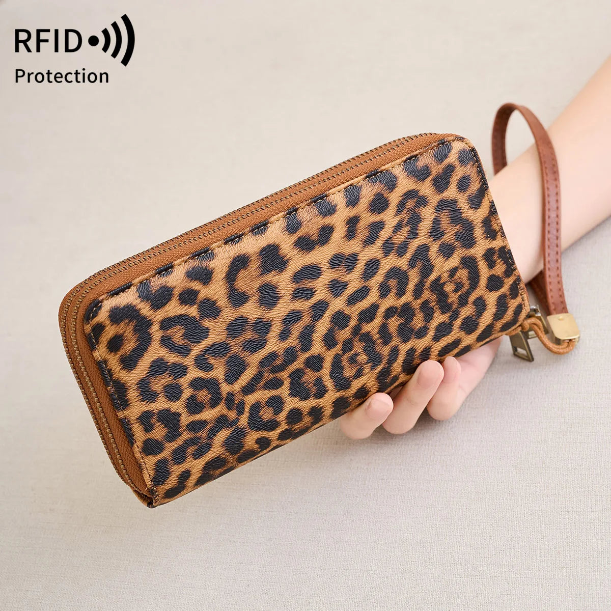 RFID Blocking Women's Wallet Double Zipper Large Capacity Clutch