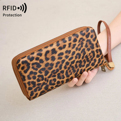 RFID Blocking Women's Wallet Double Zipper Large Capacity Clutch