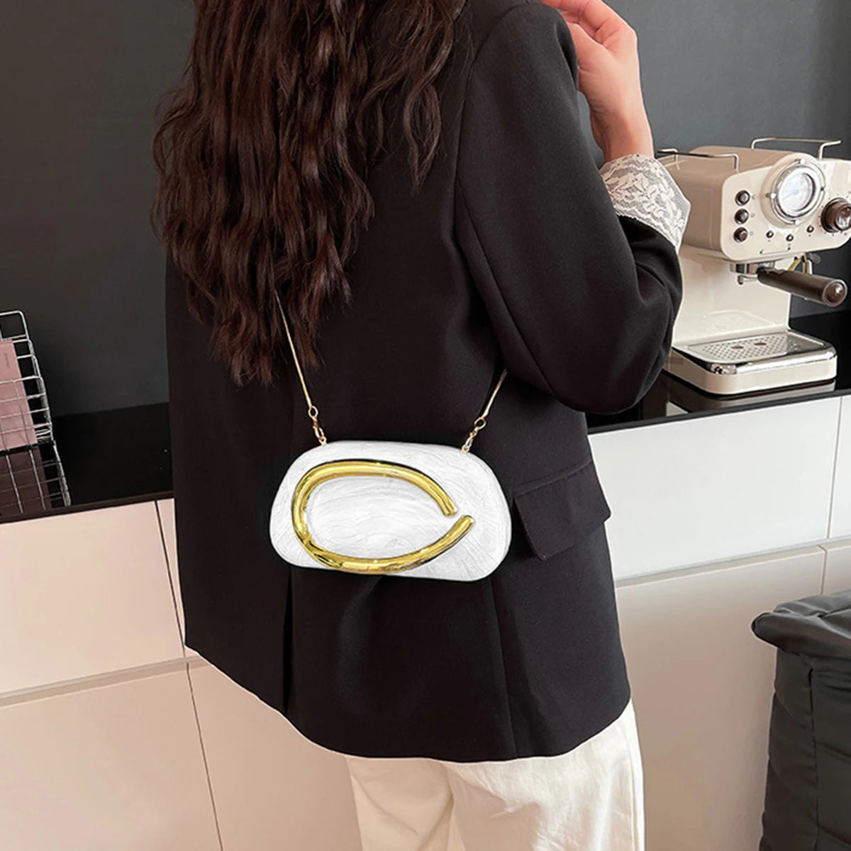 Acrylic Metal Handle Evening Bag – Women's Clutch Handbag