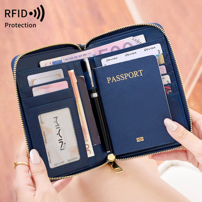 RFID Blocking Passport Holder & Travel Wallet – Credit Card Bag for Women & Men