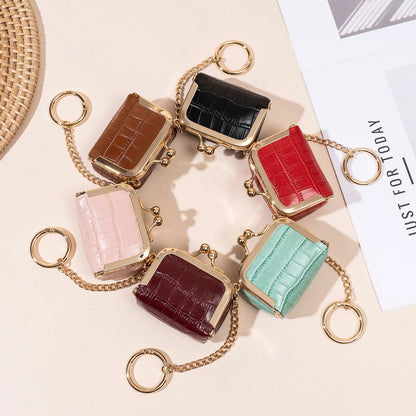Crocodile Pattern Mini Jewelry Box Bag with Gold Chain