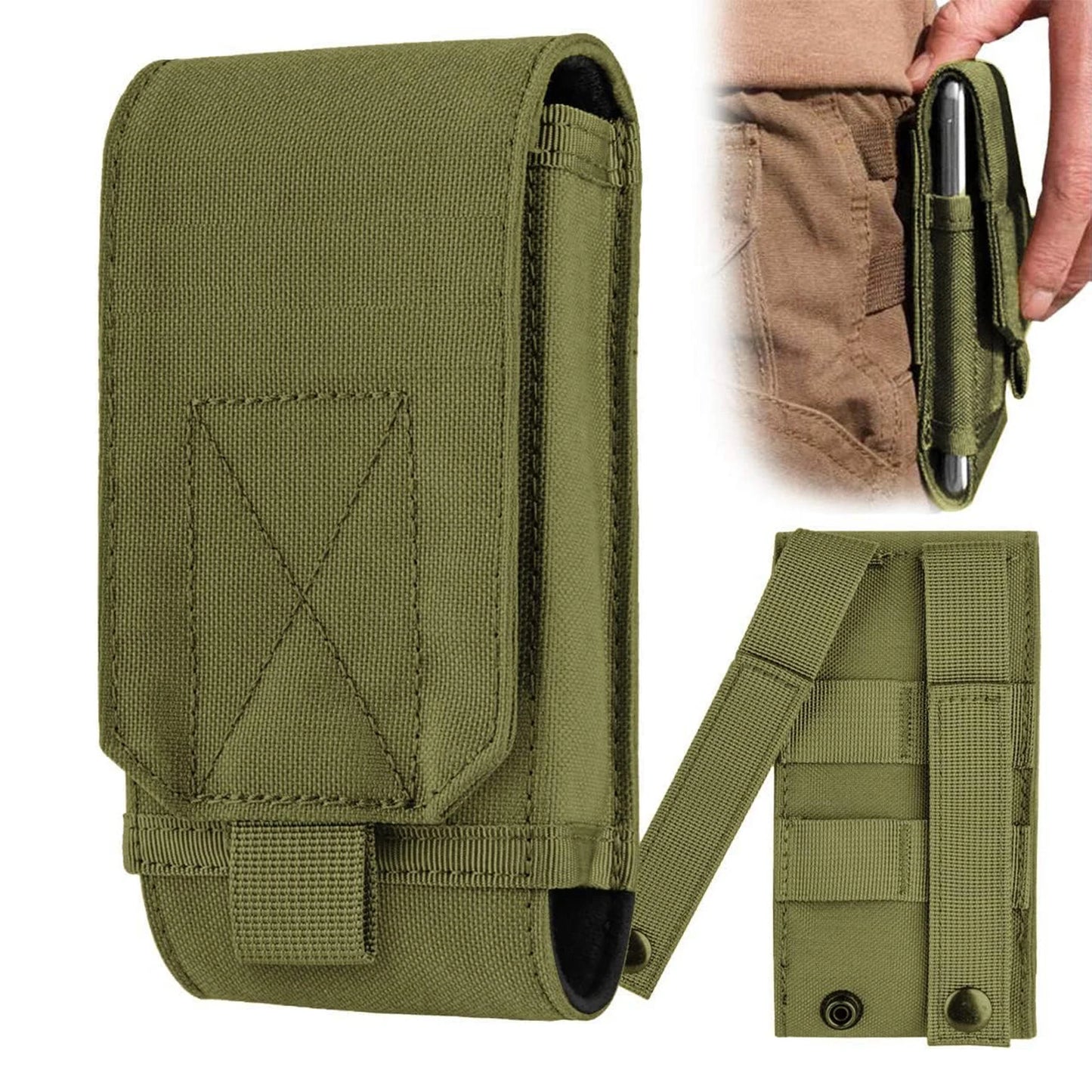 Tactical MOLLE Cell Phone Belt Pouch Holster with Belt Clip Loop
