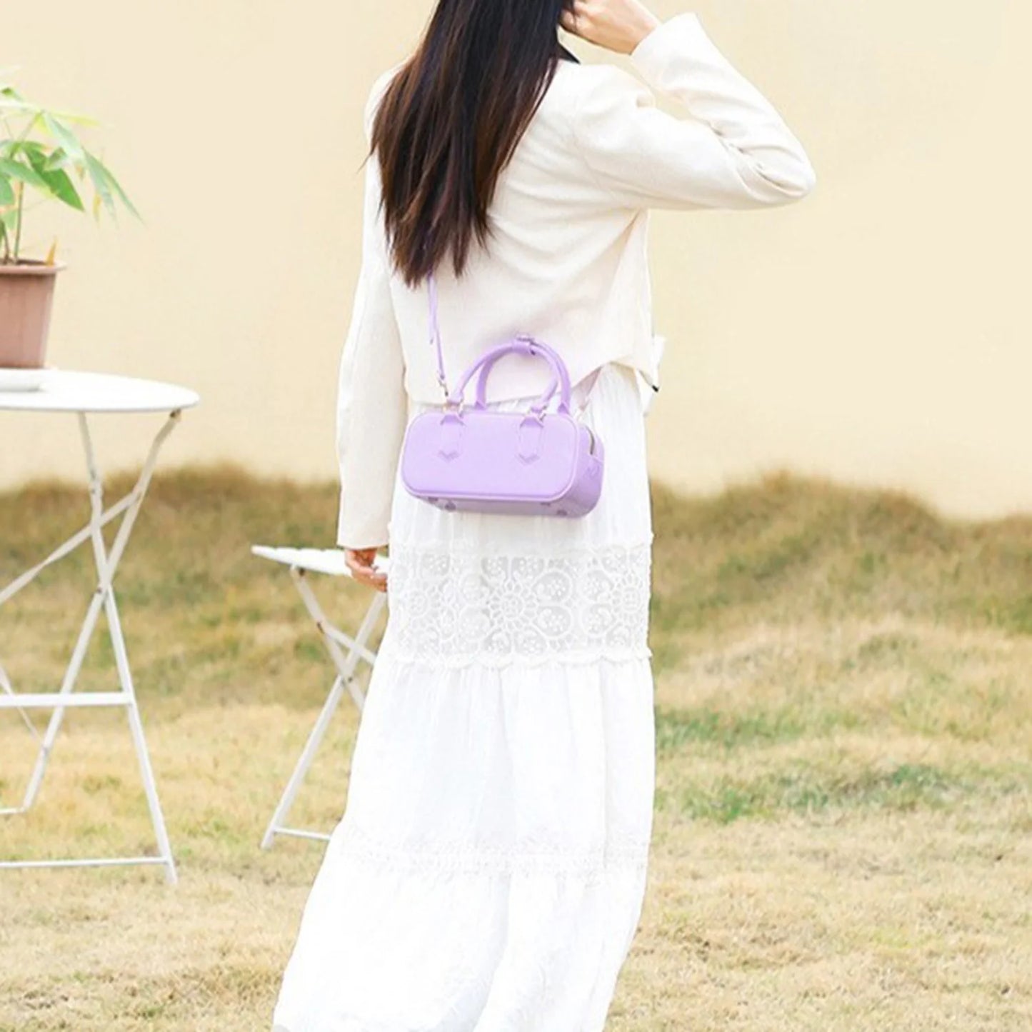 Mini PVC Crossbody Bag for Women – Cute Solid Color Shoulder Bag with Detachable Strap