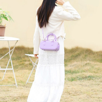 Mini PVC Crossbody Bag for Women – Cute Solid Color Shoulder Bag with Detachable Strap