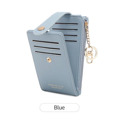 RFID Blocking Women's Mini Wallet with Card Slots & Keychain