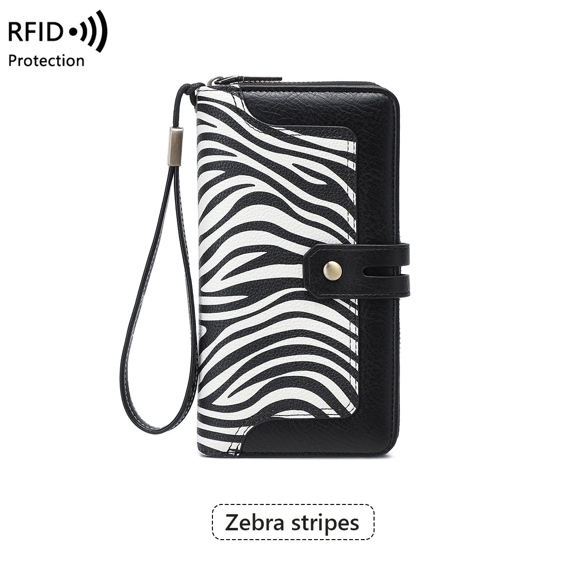RFID Blocking Clutch Bag – Large Capacity Multi-Card Slot Wallet with Animal Print