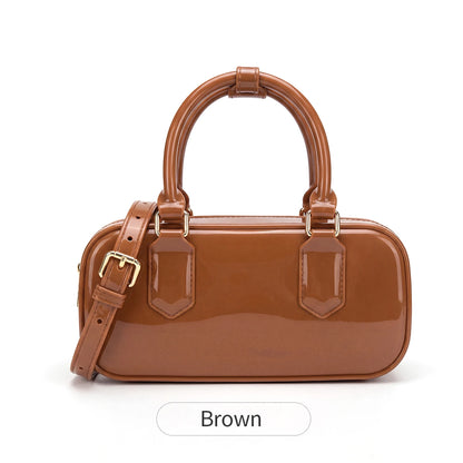 Mini PVC Crossbody Bag for Women – Cute Solid Color Shoulder Bag with Detachable Strap
