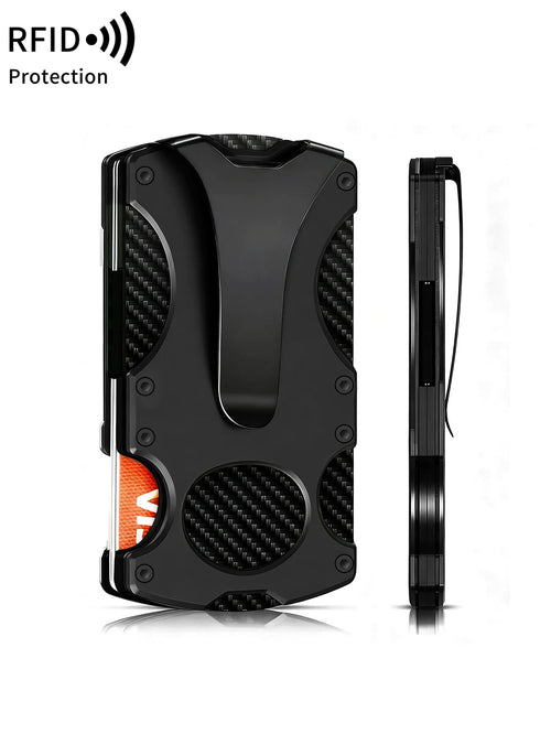 RFID Blocking Metal Minimalist Wallet for Men with Cash Pocket