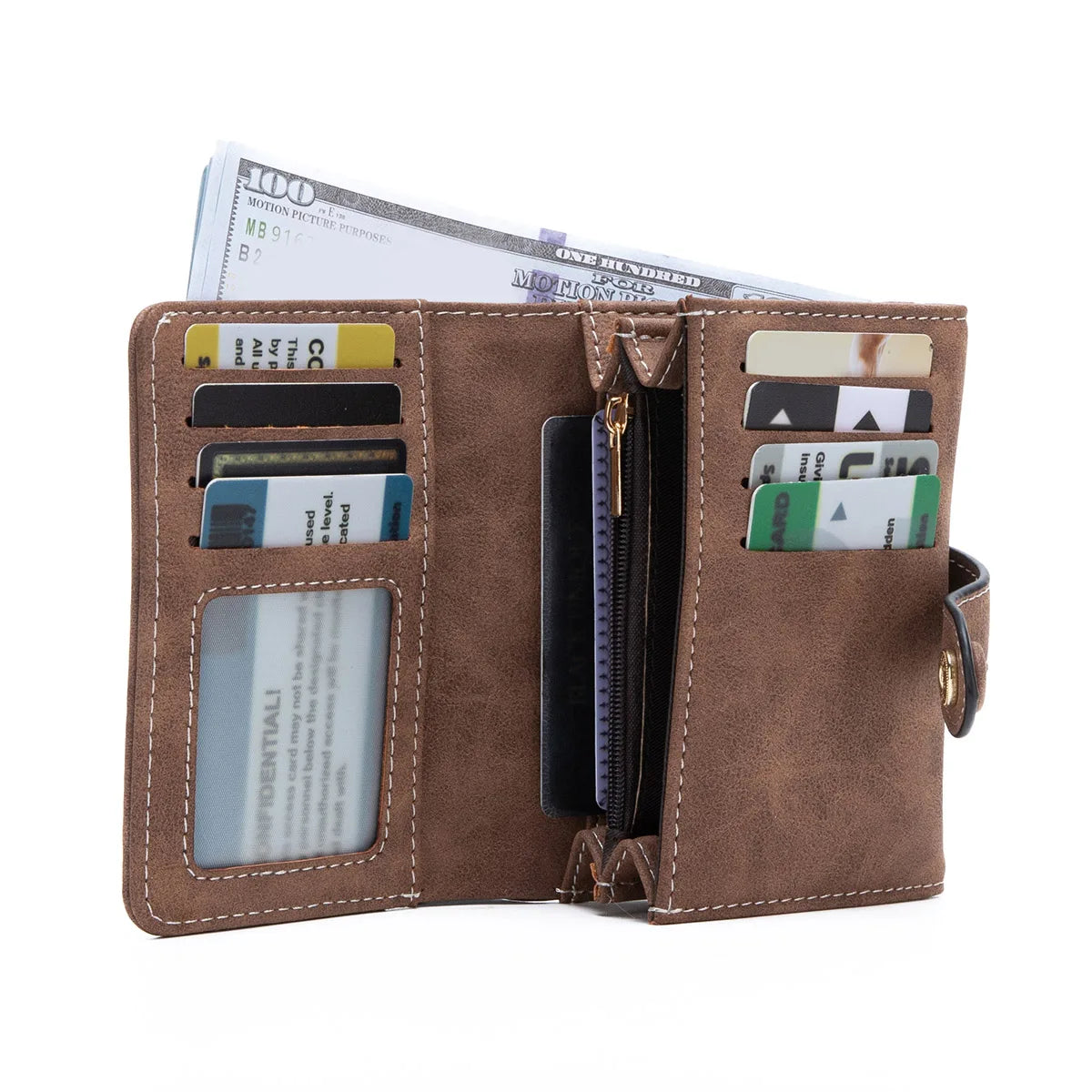 Women's Bifold Snap Wallet – Compact Vintage Short Purse